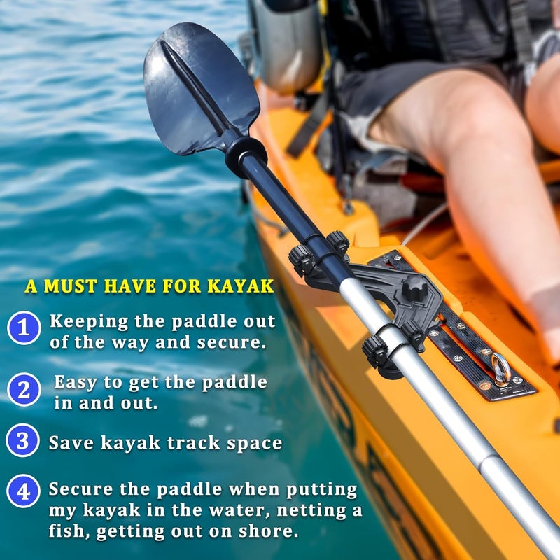 Huntury DoubleHeader Kayak Track Paddle Holder, Save Kayak Track Space, Kayak Paddle Clip, Kayak Track Mount Accessories, Kayak Oar/Fishing Net/Gaff Holder for Fishing, Kayak Fishing Accessories - Image 2